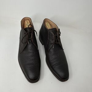 RARE | GRAVATI 9 M PECCARY LEATHER BROWN DERBY CHUKKA BOOT LACE UP MADE IN ITALY